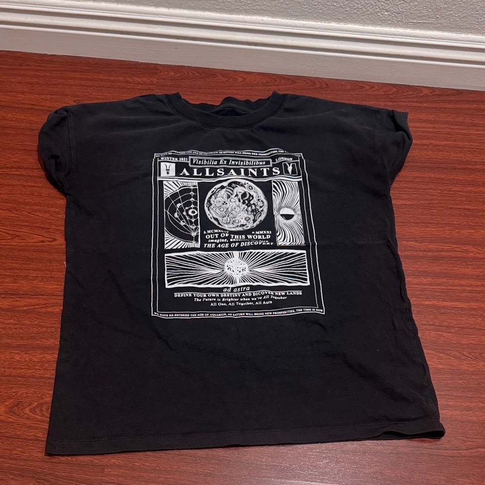 All Saints Black Short Sleeve Graphic Tee